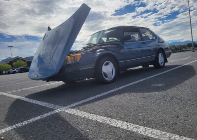 Blue saab 900 turbo in anchorage alaska, saab racing alaska